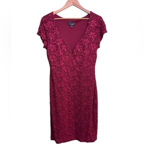 Connected Apparel Sequined Lace Midi Dress Women’s Size 14